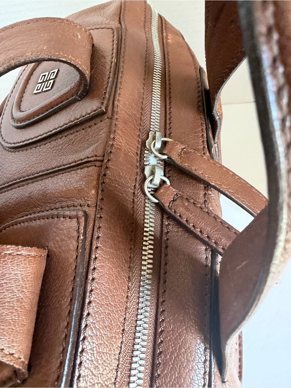 Givenchy Brown Leather Satchel with Gold-Tone Hardware - Picture 7 of 15